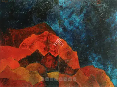 Padamsee, Akbar (Artist). Mirror Image, 2003 | Painting, Ch.NeY/31.03.05, 2003