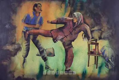 Anju Dodiya (Artist), The Duel, Painting