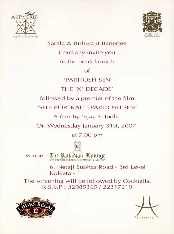Paritosh Sen (Artist), Paritosh Sen, 2007, Solo Exhibition Invitation