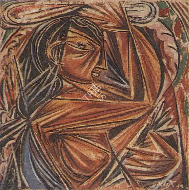 George Keyt (Artist), Woman carrying Bundle, 1945, Painting