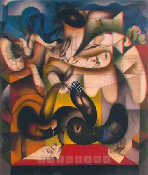 Manu Parekh (Artist), He And She, 1971, Painting