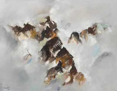 Lain Singh Bangdel (Artist), Song of Himalaya, 1973, Painting