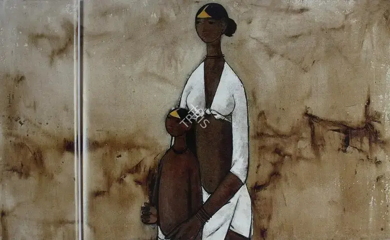 B. Prabha (Artist), Untitled (Mother and Daughter), 1961, Painting