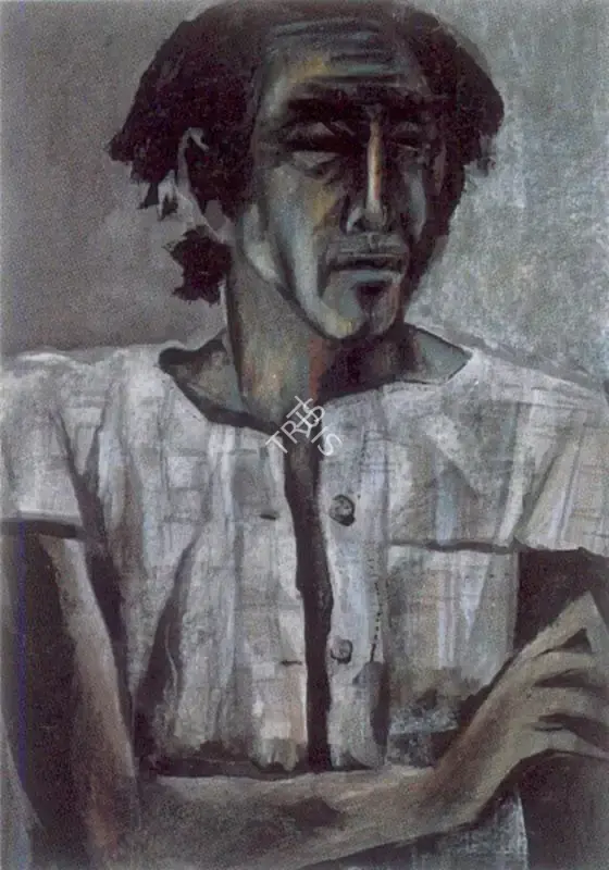 K. Laxma Goud (Artist), Telengana Faces, 1976, Drawing