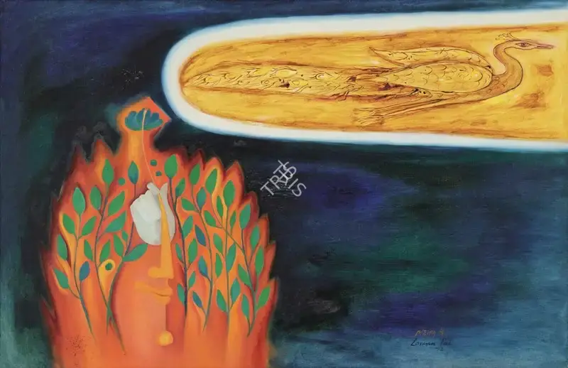 Laxman Pai (Artist), Peacock, 1972, Painting