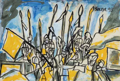 F.N. Souza (Artist), Political Recession, 1993, Painting