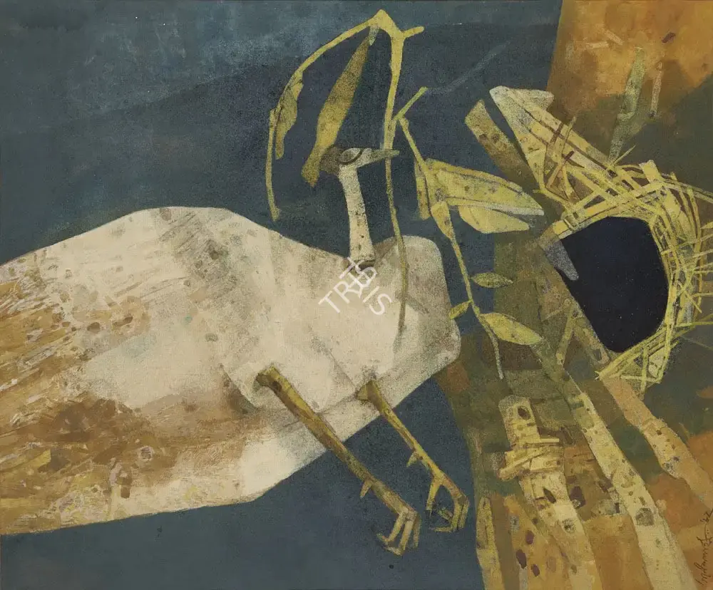 Pyne, Ganesh (Artist). The Nest, 1982 | Painting, AG.Onl/20.12.20, 2020 · Asta Guru