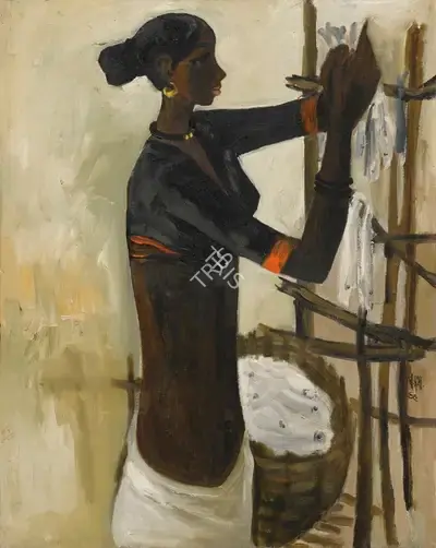 B. Prabha (Artist), Untitled (Fisher Woman), 1968, Painting