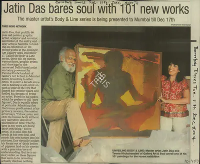 Jatin Das Bares soul with 101 new works, 2007, Newspaper Clipping