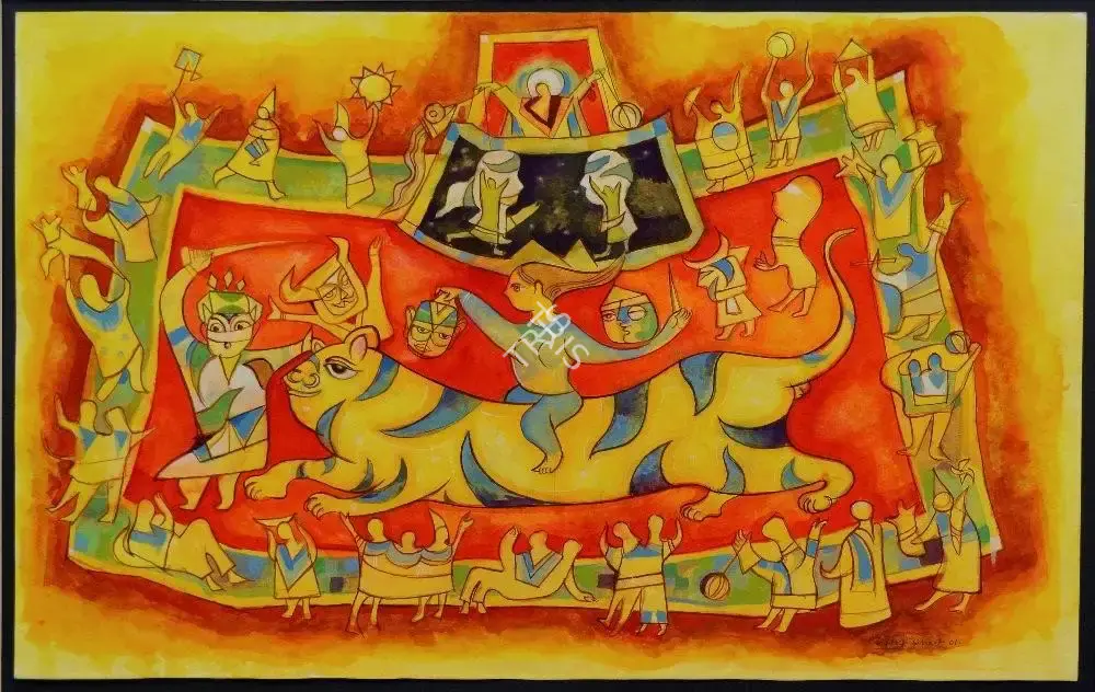 Jagdeep Smart (Artist), Yellow Tiger, 2001, Painting