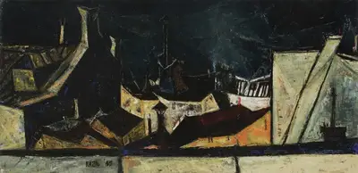 Raza, S.H. (Artist). Les Toits. Oil on canvas, 1955 | Painting  | 00881248