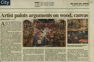 Hassan M. Kamal (Reporter), Artist Paints Arguments On Wood, Canvas, 2008, Newspaper Clipping