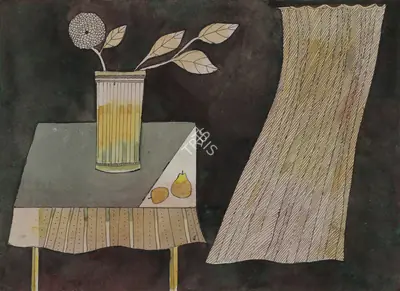 Badri Narayan (Artist), Still Life with Curtain, 2005, Painting