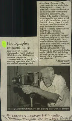 P. Chakravorty (Reporter), Photographer Extraordinaire, 2003, Newspaper Clipping