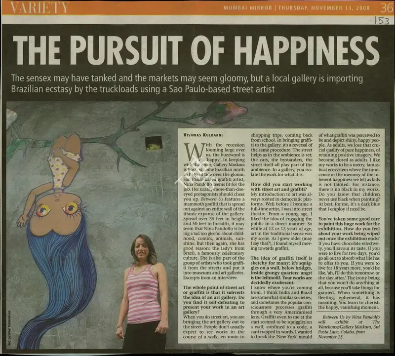 Vishwas Kulkarni (Reporter), The Pursuit of Hapiness, 2008, Newspaper Clipping