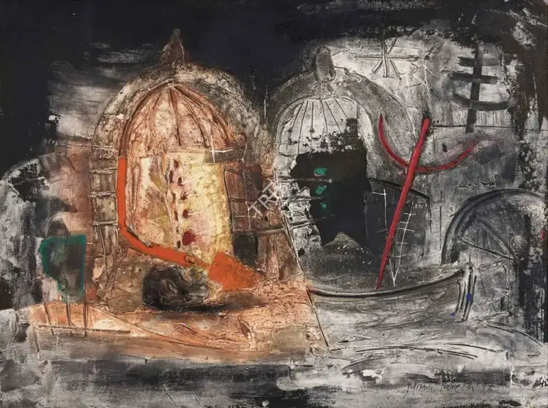 Manu Parekh (Artist), Benares Graffity III, 1997, Painting