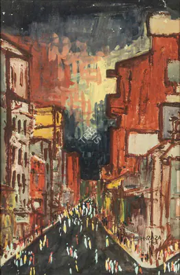 S.H. Raza (Artist), Untitled, 1945, Painting