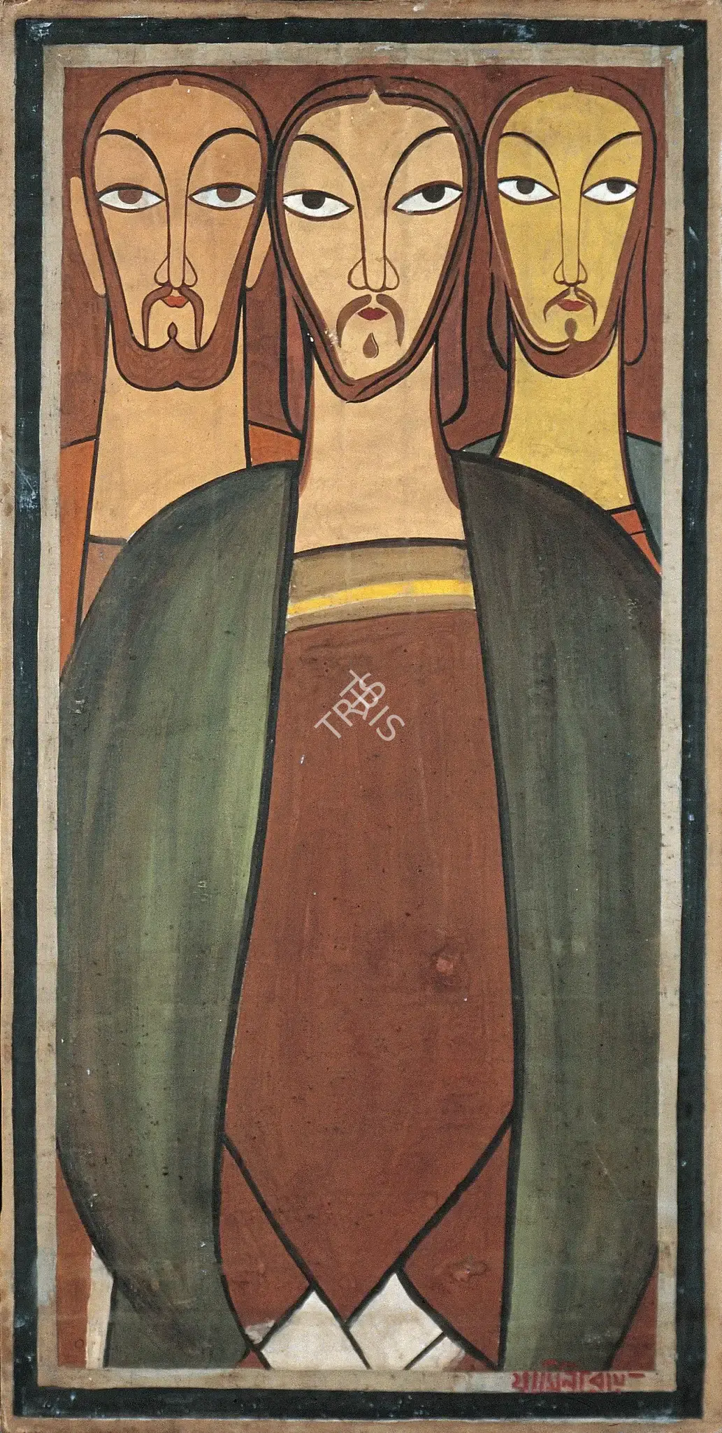 Jamini Roy (Artist), Christ With Two Disciples, 1945, Painting