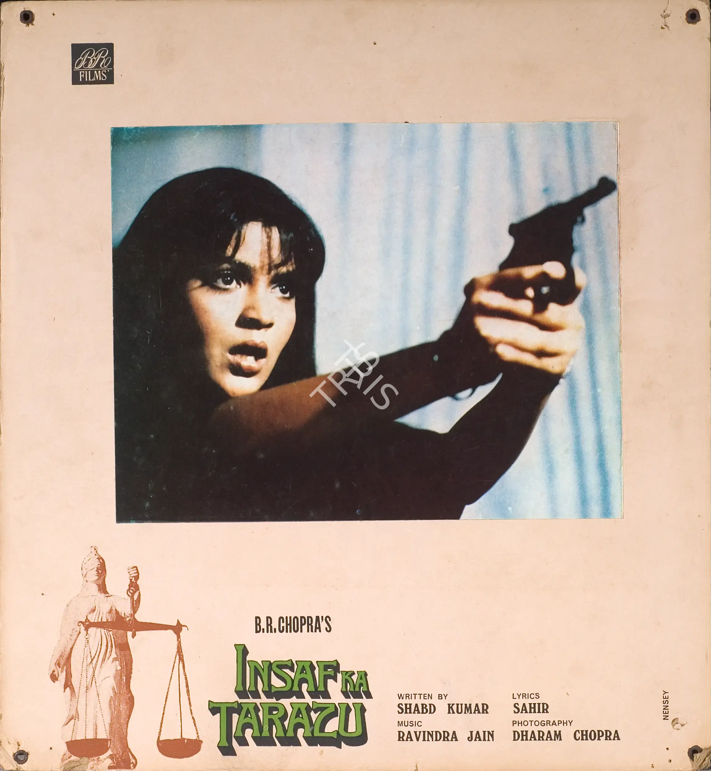 Dharam Chopra (Cinematographer), Insaf Ka Tarazu, 1980, Photographic Still Mounted on Lobby Card