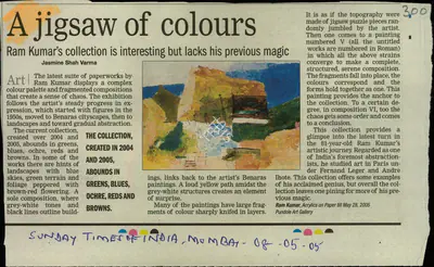 Jasmine Shah Varma (Reporter), A Jigsaw of Colours, 2005, Newspaper Clipping