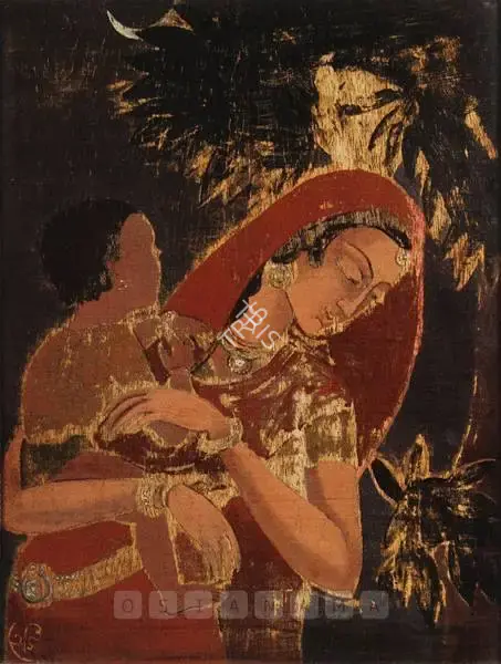 A.K. Haldar (Artist), Mother, Painting