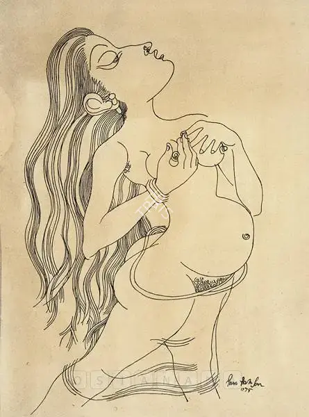 Paritosh Sen (Artist), Woman, 1975, Drawing