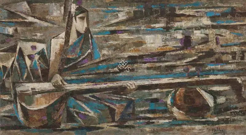 Hebbar, K.K. (Artist). Untitled (Veena Player), 1969 | Painting, Bon.Lon/22.11.22, 2022 · Bonhams