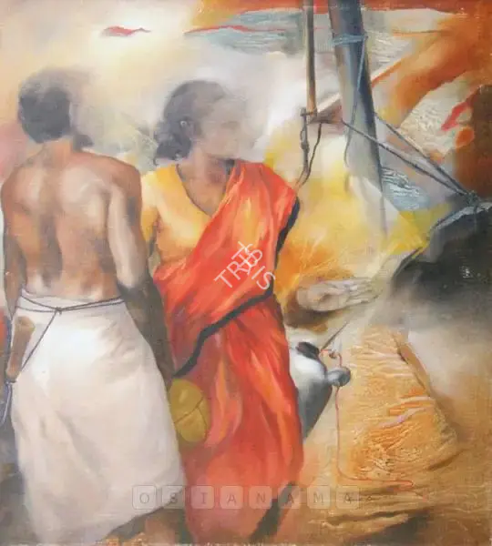 Ramesh Rao (Artist), The Toddy Tappers III, 1991, Painting