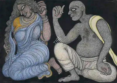 Chowdhury, Jogen (Artist). Couple II, 1999 | Painting, Pu.Mum/03.09.20, 2020 · Pundole