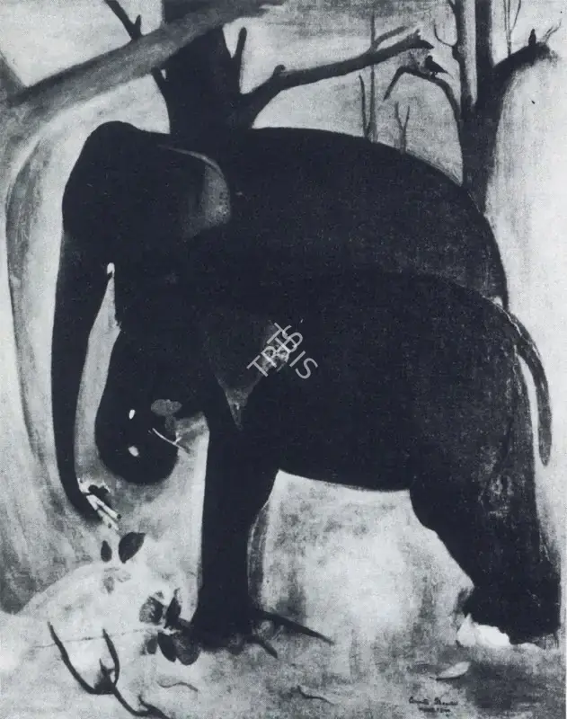 Amrita Sher-Gil (Artist), Feeding Elephants, 1940, Painting