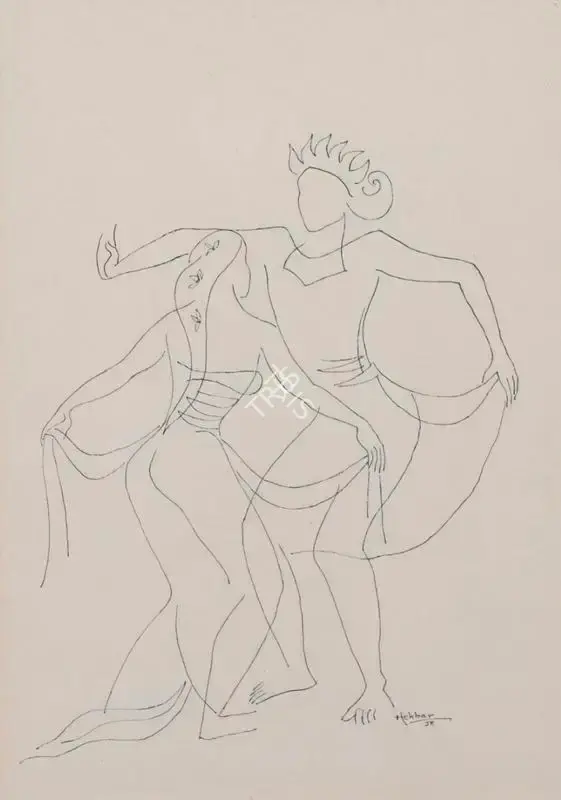 K.K. Hebbar (Artist), Untitled, 1958, Drawing