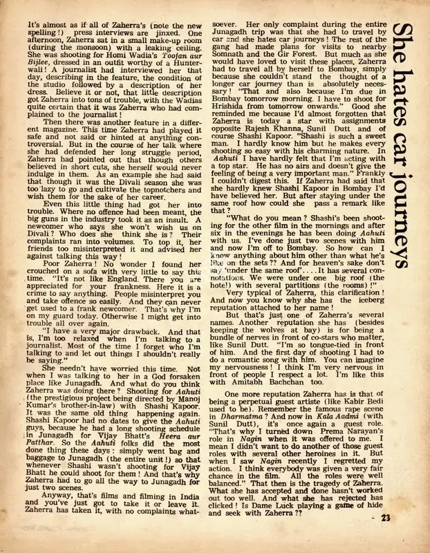 She hates car journeys, 1976, Conversation