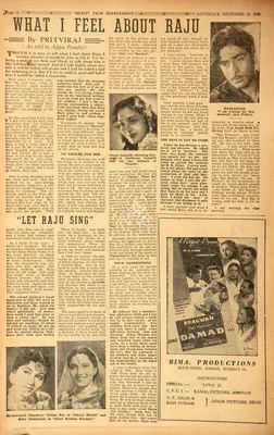 Prithviraj Kapoor (Essayist), "Let Raju Sing", 1950, Film Review