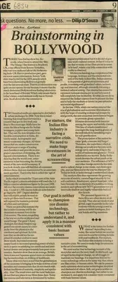 Dilip D'Souza (Reporter), Brainstorming in Bollywood, 2005, Newspaper Clipping