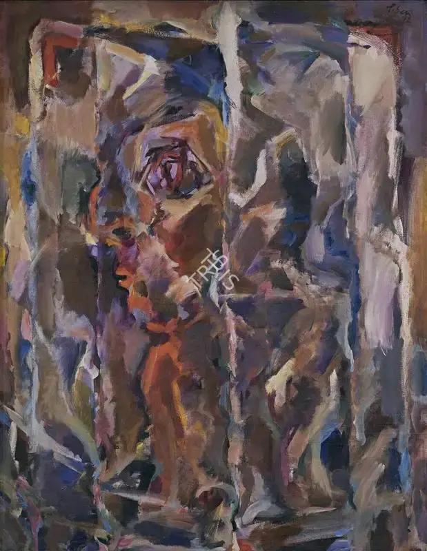 Sen, Paritosh (Artist). Man Passing Through Glass Door, 1972 | Painting, AG.Onl/21.06.23, 2023 · Asta Guru