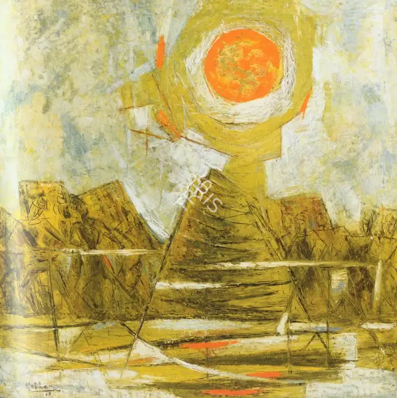 Hebbar, K.K. (Artist). The Birth Of The Moon, 1965 | Painting, Bon.Dub/03.03.08, 2008 · Bonhams