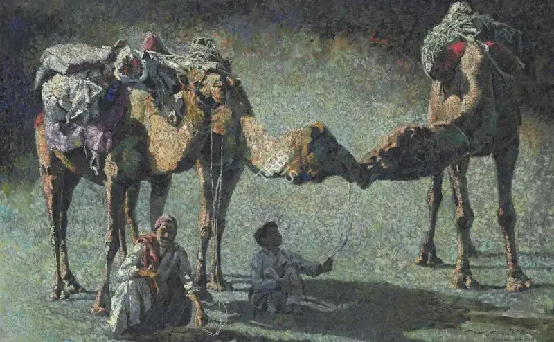 Ismail Gulgee (Artist), Untitled (Camels) , 1968, Painting