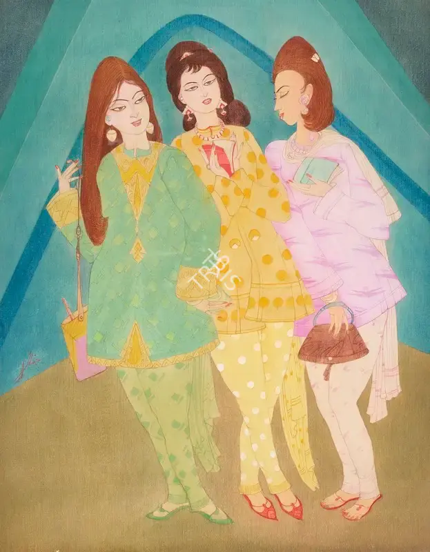 Chughtai, M.A.R. (Artist). Untitled (Modern Girls series), n.d. | Painting, Ch.NeY/20.03.24, 2024 · Christie's