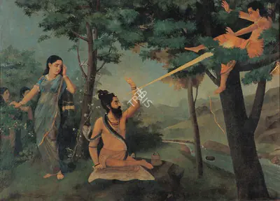 Attributed to Raja Ravi Varma (Artist), Shiva and Kamdeva, 1891, Painting