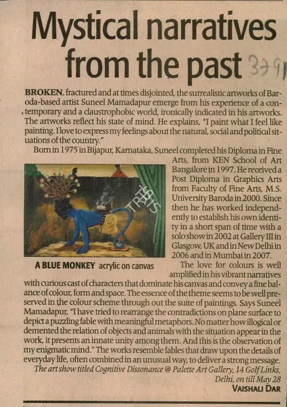 Vaishali Dar (Reporter), Mystical Narratives From The Past, 2010, Newspaper Clipping