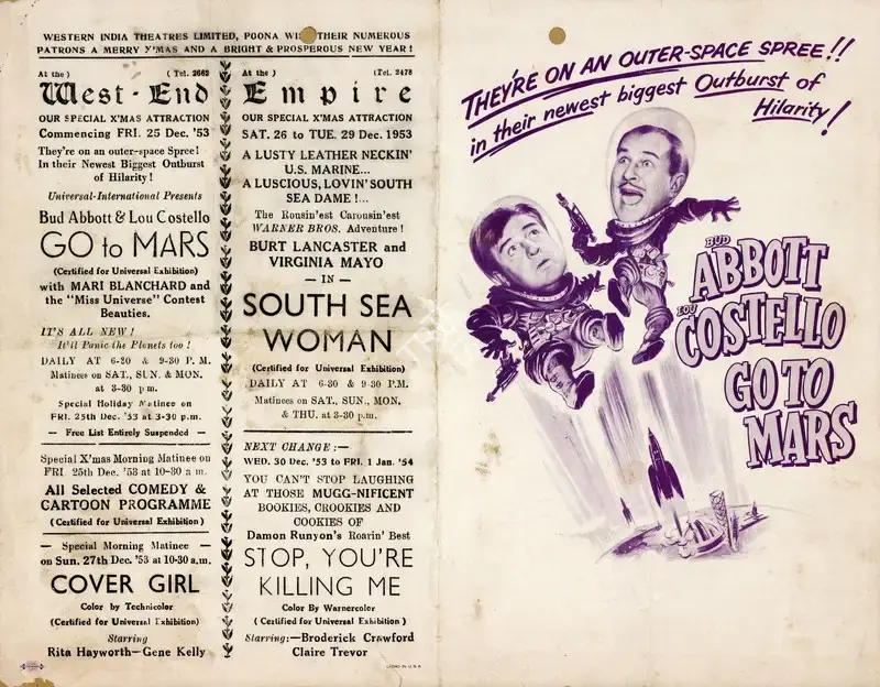 Charles Lamont (Director), Abbott And Costello Go To Mars, 1953, Handbill