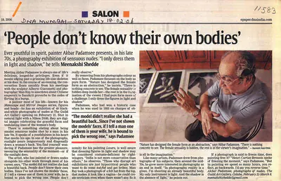 Meenakshi Shedde (Writer), People Don't Know Their Own Bodies', 2006, Newspaper clipping