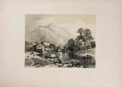 J.D. Hardinge (Lithographer), Bij-Beara between Islamabad and the City of Kashmir , 1847, Lithograph
