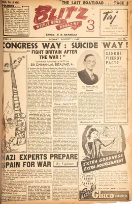 R.K. Karanjia (Editor), Blitz, 1942, Magazine