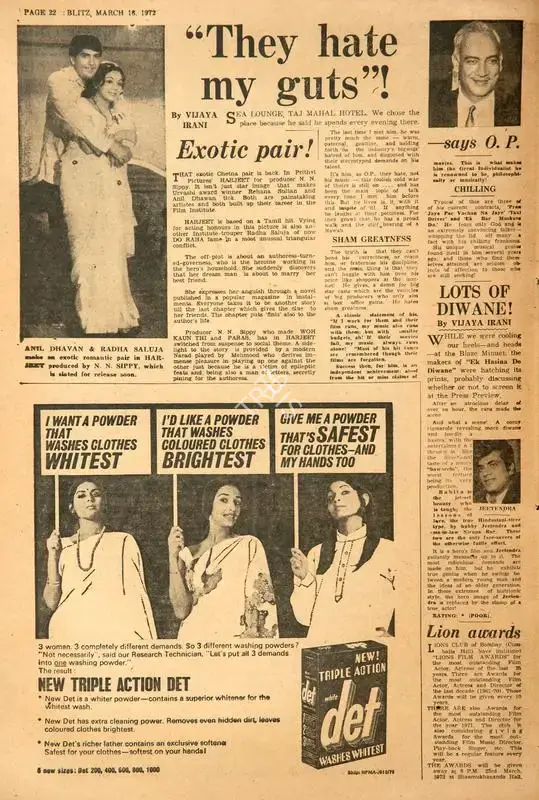 Vijaya Irani (Reviewer), "They Hate My Guts" !, 1972, Film Review
