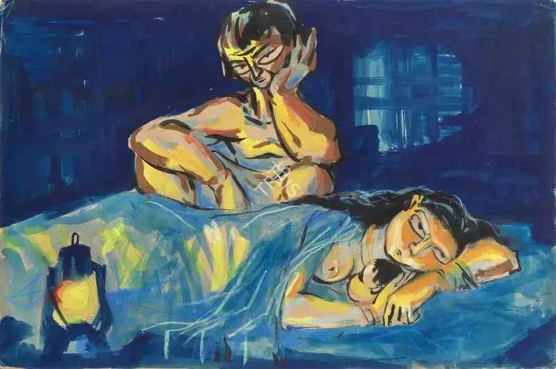Chittaprosad (Artist), Untitled (Figures), Painting
