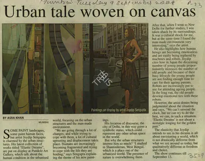 Asra Khan (Reporter), Urban Tale Woven on Canvas, 2008, Newspaper Clipping