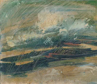 Sailoz Mookherjea (Artist), Boats, Painting