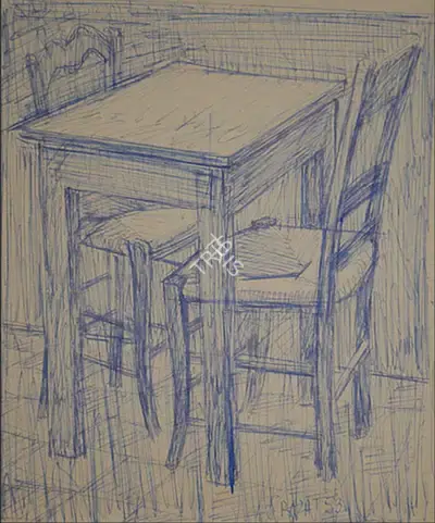 S.H. Raza (Artist), Untitled, 1953, Drawing