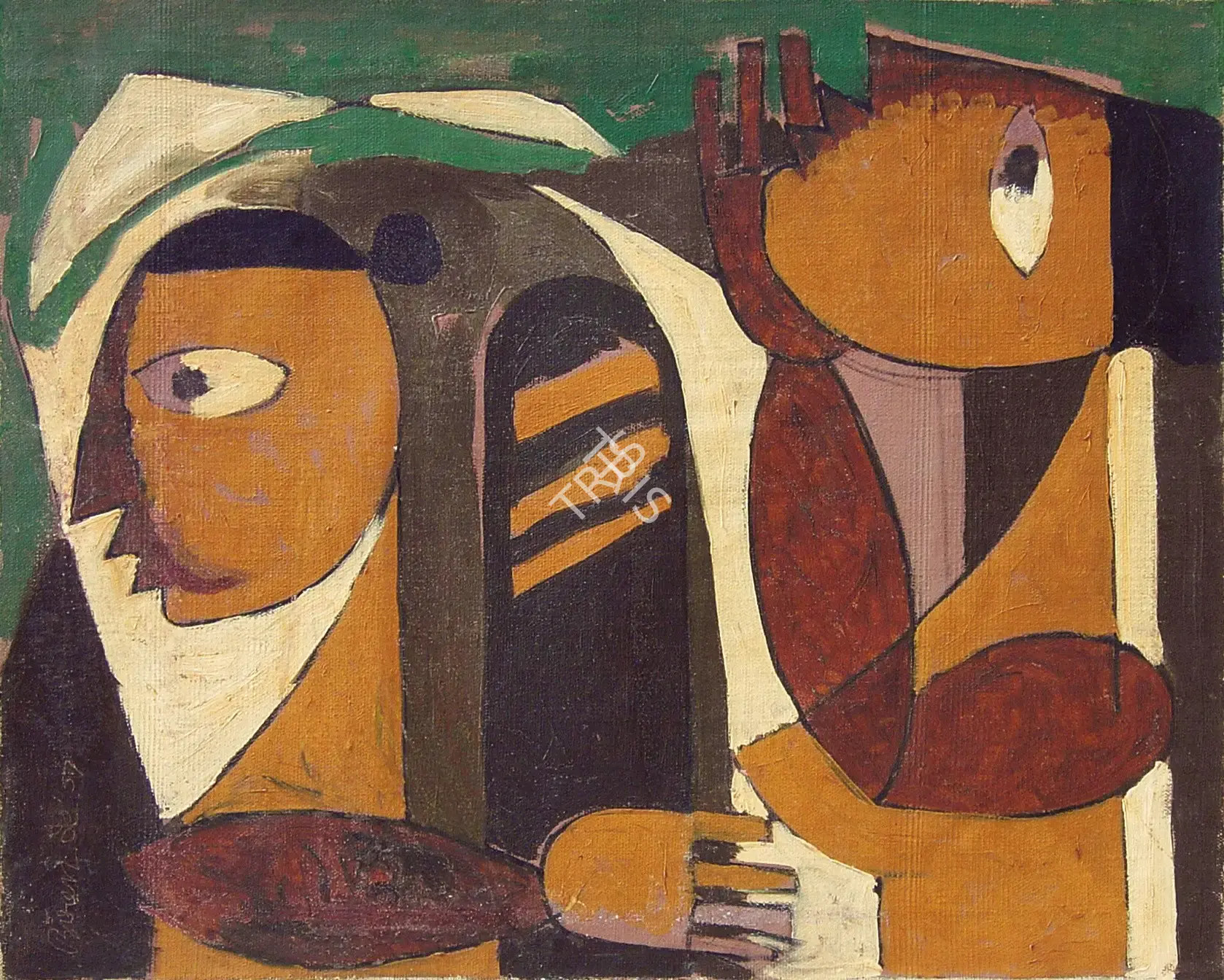Biren De (Artist), Figures, 1957, Painting